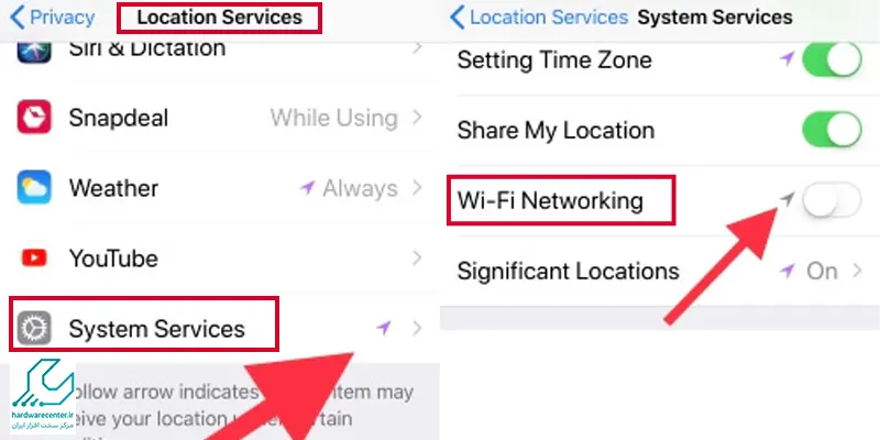 غیر فعال کردن خدمات مکان شبکه WiFi