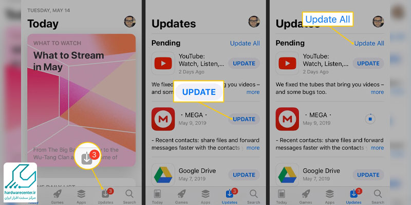 آپدیت برنامه ها از طریق App Store